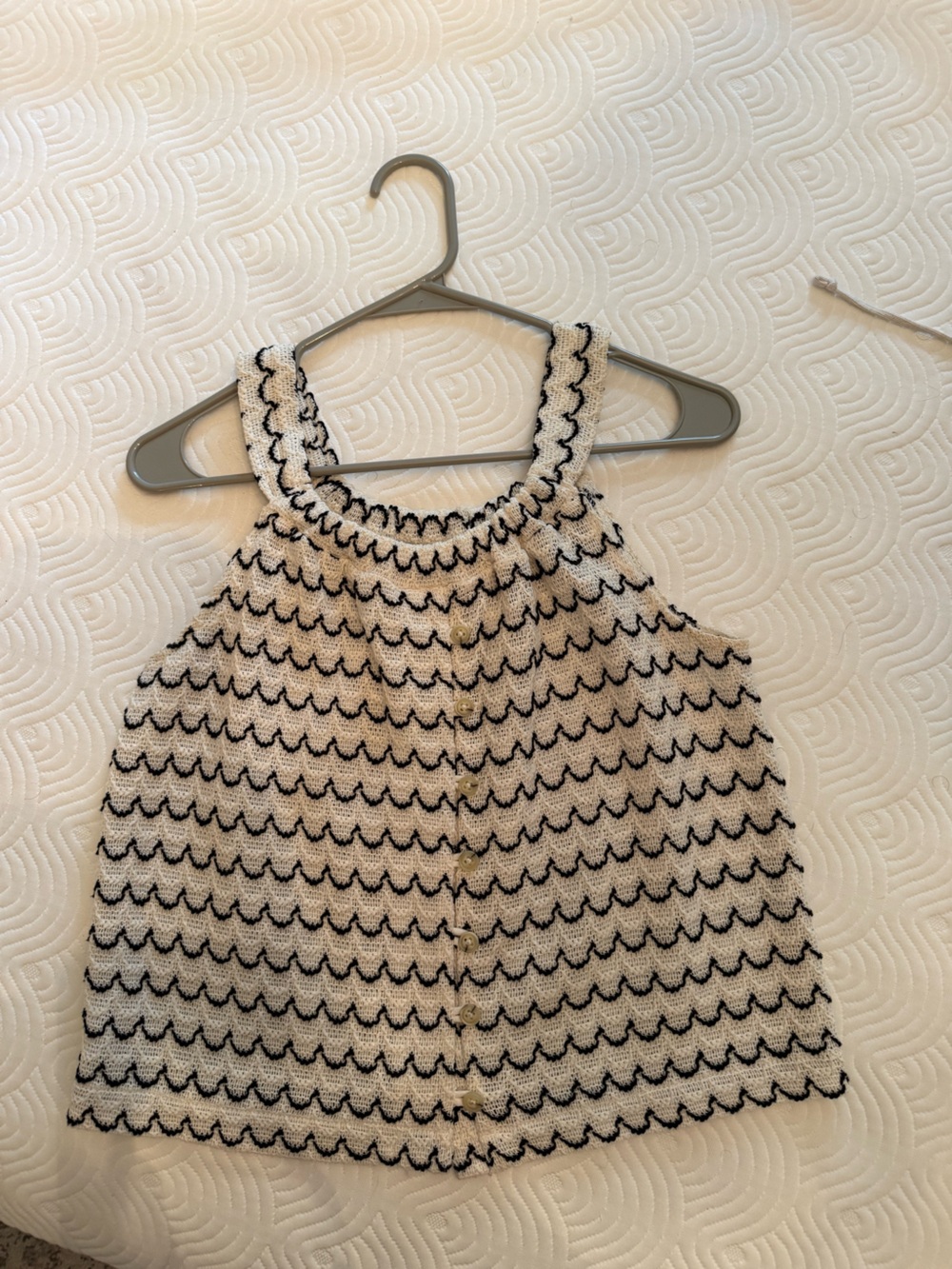 Madewell Cream Knit Halter with Black Wave Stitching